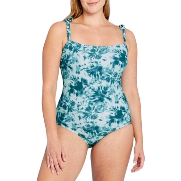 Shoulder Tie Square Neck Medium Coverage One Piece Swimsuit | Kona Sol | X Large - Picture 2 of 11